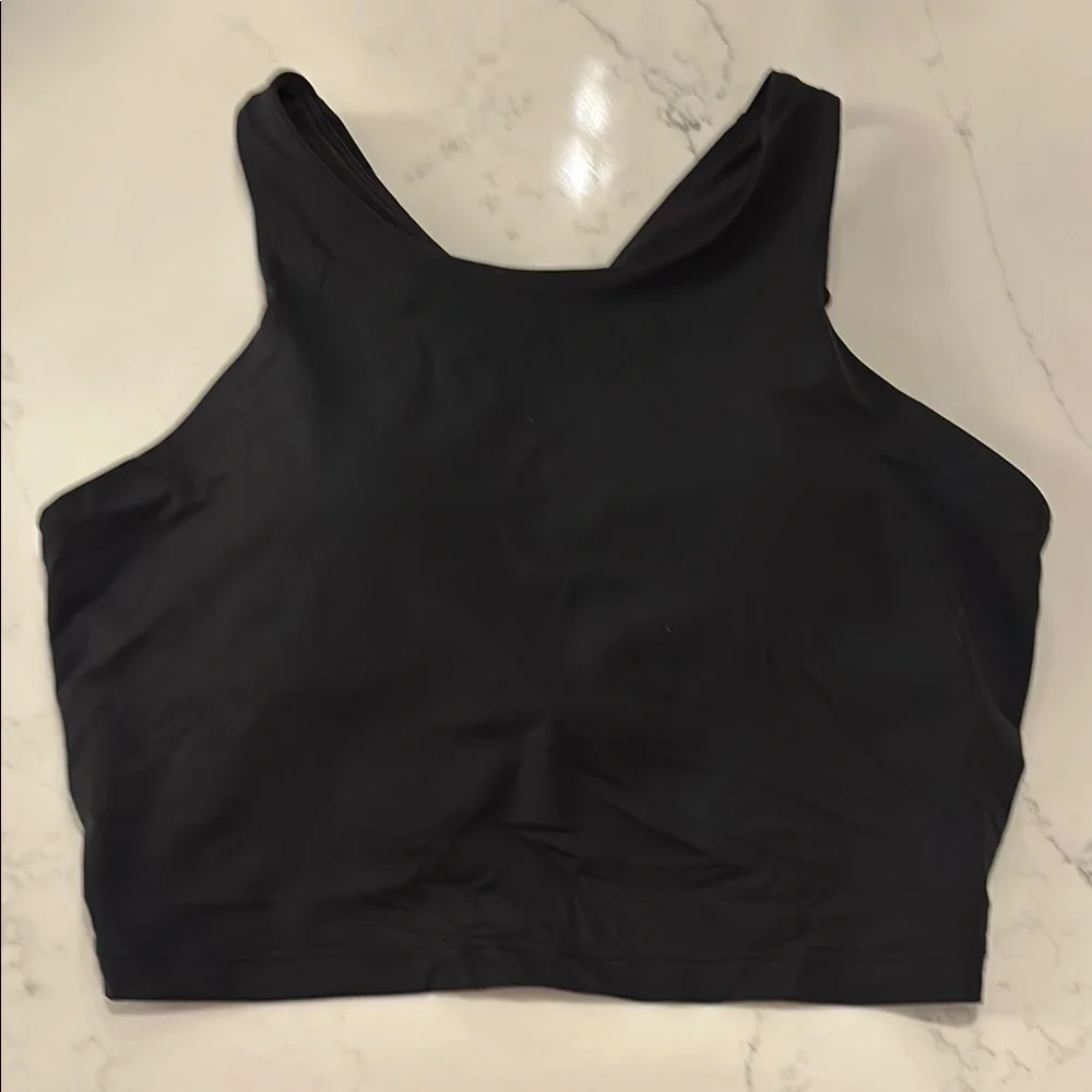 Womens Black Athletic Crop Top and Leggings Set - Picture 3 of 7